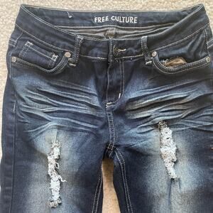 💛 Free Culture Jeans Juniors Size 7 Skinny Distressed Preowned Excellent